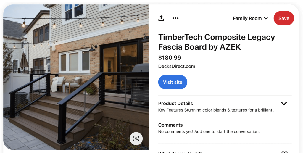 Snapshot of Family Room posts on Pinterest for creative industries