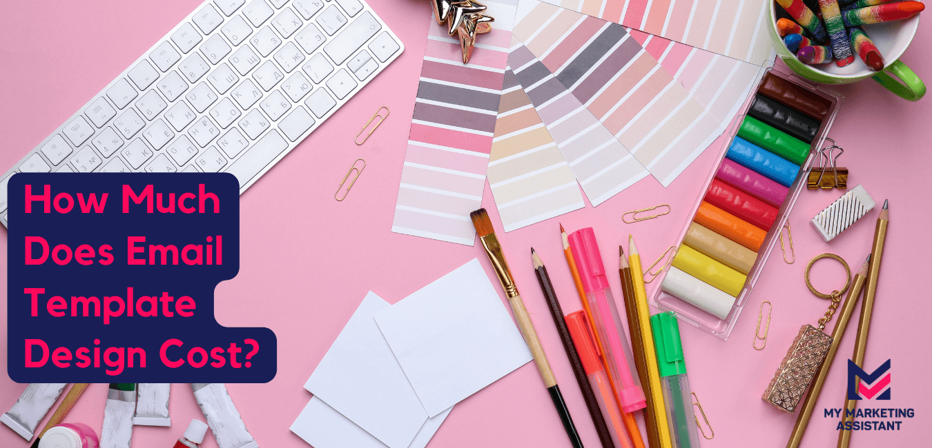 Keyboard, arts and crafts materials on pink table