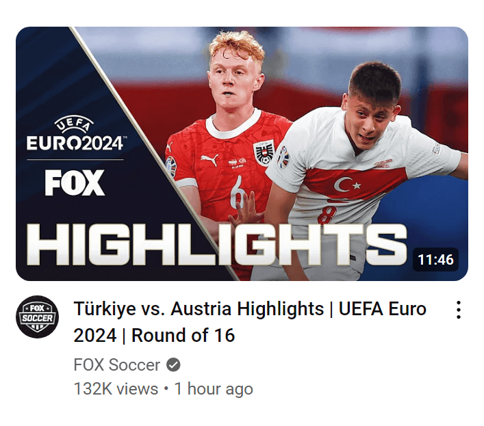 Fox Soccer Youtube channel UEFA Euro 2024 video thumbnail