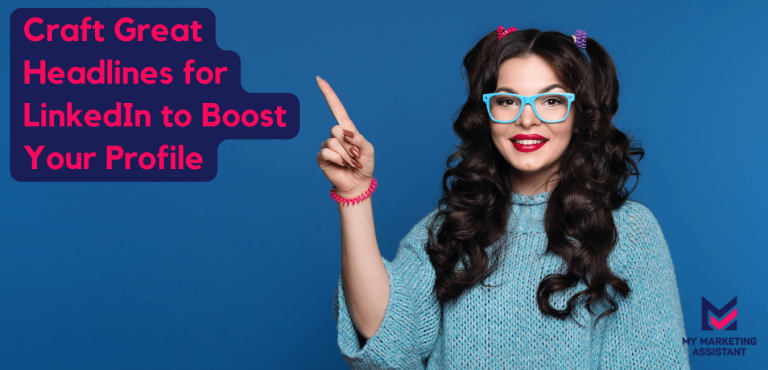 Woman wearing sweater and glasses standing behind blue background pointing post title