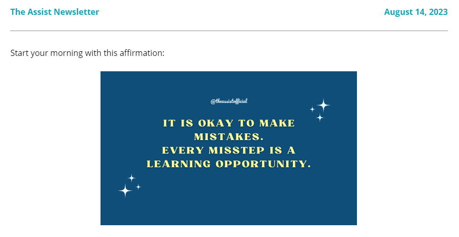 The Assist weekly inspirational quotes newsletter